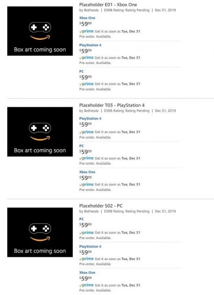 На сайте Amazon обнаружены заглушки для некой новой игры от Bethesda
