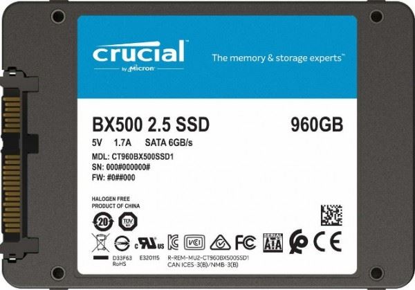 Компания Crucial пополнила бюджетную серию SSD BX500 моделью на 960 Гбайт